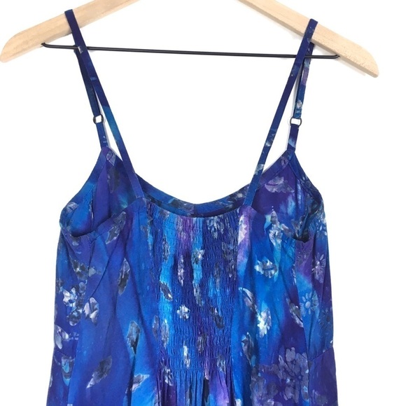 VINTAGE Maxi Sun Dress Batik Tie Dye Sundress Boho Hippie Spaghetti Strap Small - Picture 4 of 7